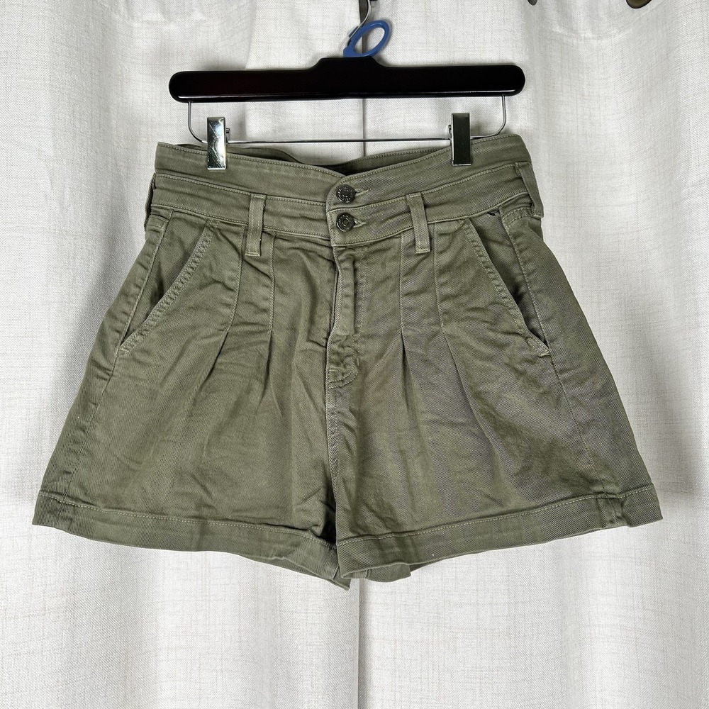 Veronica Beard Jaylen Clover Green Hi-Rise Pleated Shorts Jean 27